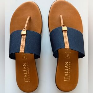 Italian Shoemakers Tan and Blue Slide Sandals